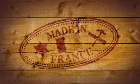 Made in France stamp on wooden backgroundの写真素材