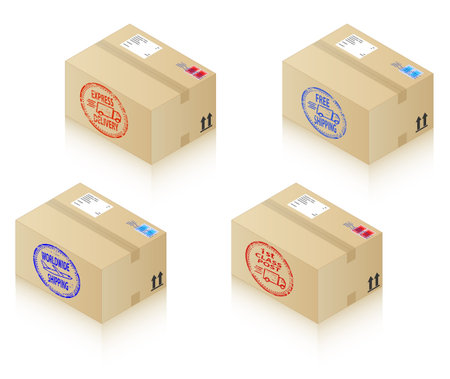 Boxes with shipping stampsのイラスト素材