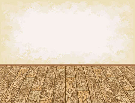 Wooden floor and grungy wall background illustrationのイラスト素材