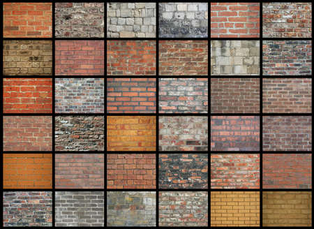 Collection of brick wall backgrounds and texturesの写真素材