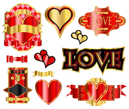 Valentine and love heart labels and elementsのイラスト素材
