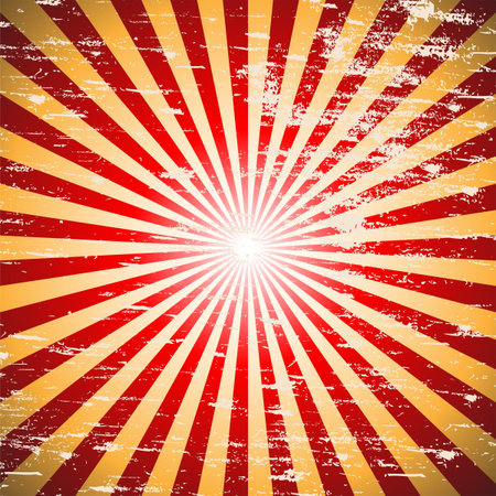 Vintage faded background. Retro red and yellow stripesのイラスト素材