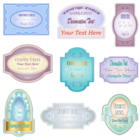 Vintage ornate label illustrations. Various retro designsのイラスト素材