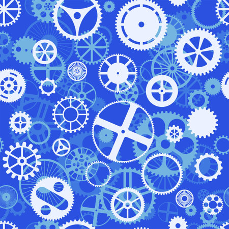 Repeating blue seamless gear wheels background illustrationのイラスト素材