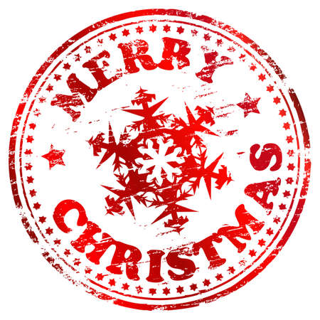 Merry christmas rubber stamp with snowflake  illustrationのイラスト素材