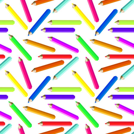 Different colored pencils seamless repeatingのイラスト素材
