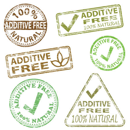 Additive free food. Rubber stamp vector illustrationsのイラスト素材
