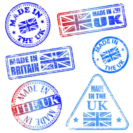 Made in the UK. Rubber stamp illustrationsのイラスト素材