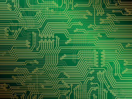Printed circuit board. Electronics circuit vector background illustrationのイラスト素材