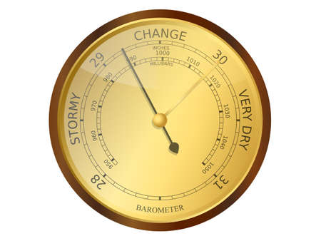 Old brass and wooden barometer vector illustrationのイラスト素材