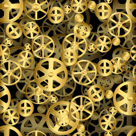 Repeating gold seamless gear wheels industrial backgroundのイラスト素材