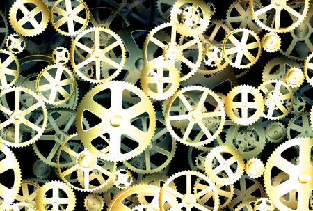 Dirty old gear wheels industrial background illustration