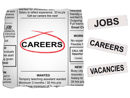 Vector newspaper clipping. Careers and jobs sectionのイラスト素材