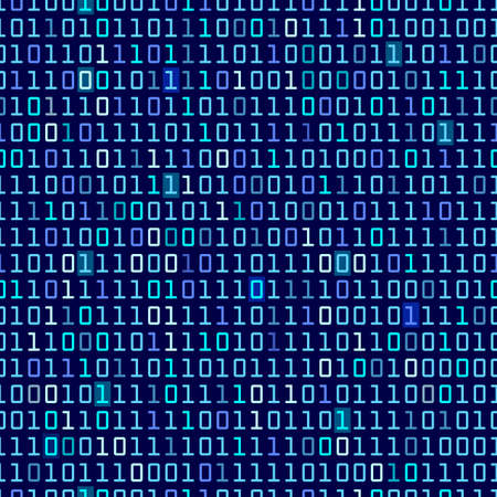 Blue binary computer code repeating vector background illustrationのイラスト素材