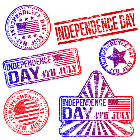 Rectangular, triangular and round Independence Day rubber stamp
のイラスト素材
