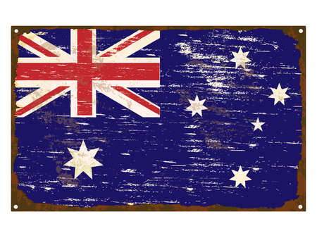 Australian flag on rusty old enamel signのイラスト素材
