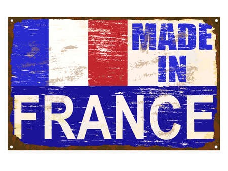 Made in France rusty old enamel signのイラスト素材