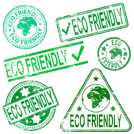 Eco friendly green rubber stamps vector illustrations

のイラスト素材