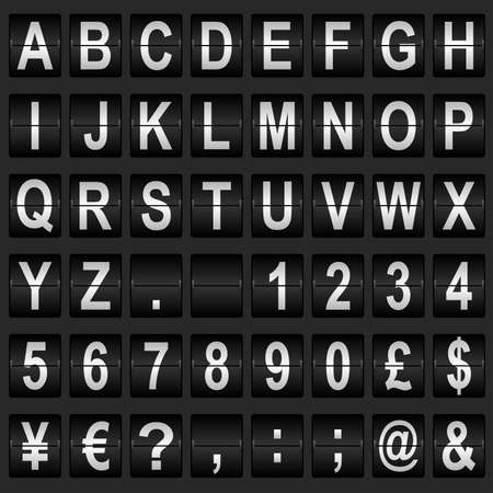Mechanical departure board letters and numbers. Flip over display font
のイラスト素材
