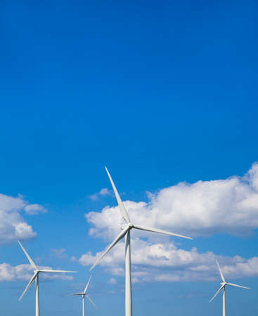 Wind turbines against a blue sky background
の写真素材