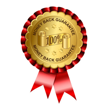 Money back gold label on rosette illustrationのイラスト素材