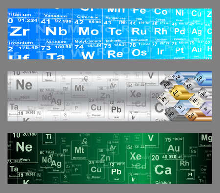 Chemical elements periodic table web banner vector backgroundsのイラスト素材