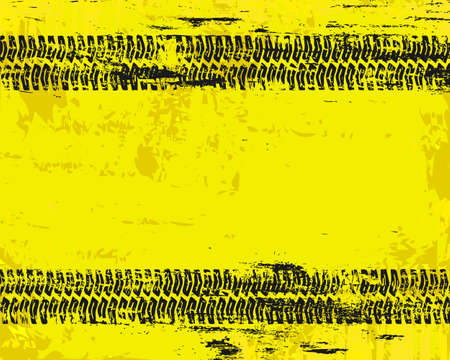 Grungy tyre marks tread pattern on warn sign vector backgroundのイラスト素材