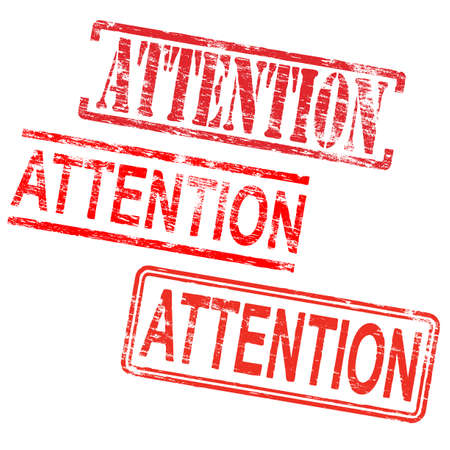 Attention red rubber stamp grungy vector illustrationsのイラスト素材