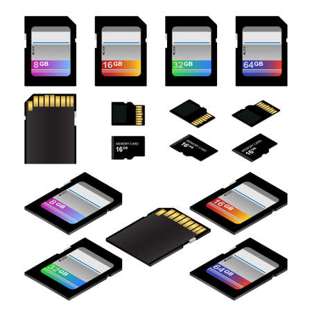 SD and Micro SD memory flash cards vector illustrationのイラスト素材