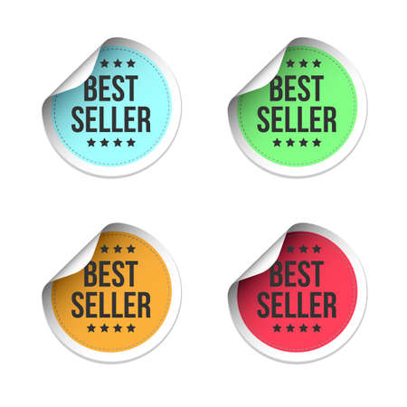 Best seller labels Different colored label illustrationsのイラスト素材