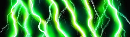 Green sparks of lightning energy background headerの写真素材