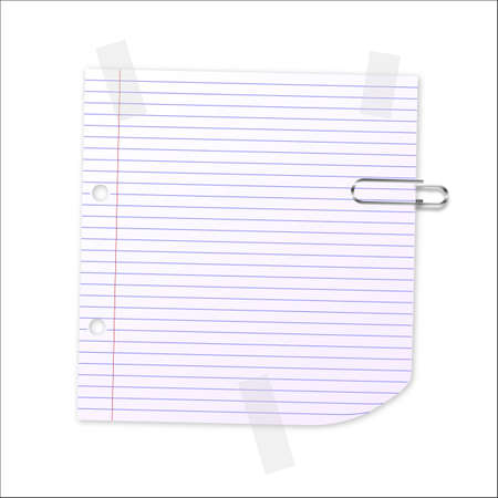 Lined writing paper with clear tape and paperclipのイラスト素材