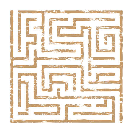 Faded maze puzzle icon grungy vector illustrationのイラスト素材