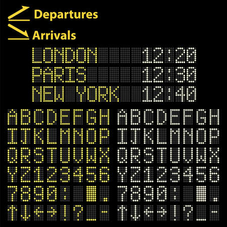 Airport mechanical Led display arrivals and departures boardのイラスト素材