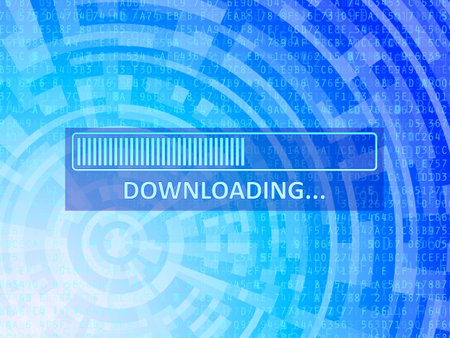 Downloading bar on blue data technology background