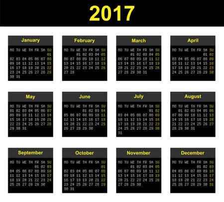 Full year wall planner for 2017 in airport LED display board styleのイラスト素材