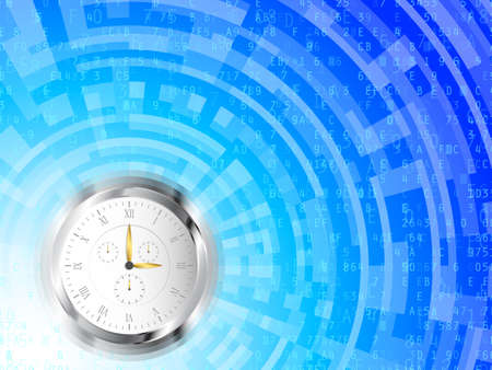 Clock with roman numerals on high tech data backgroundのイラスト素材