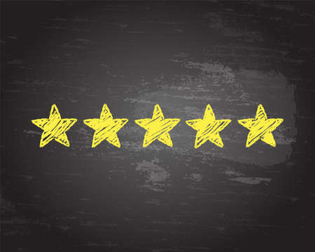 Five gold stars in chalk on blackboard backgroundのイラスト素材