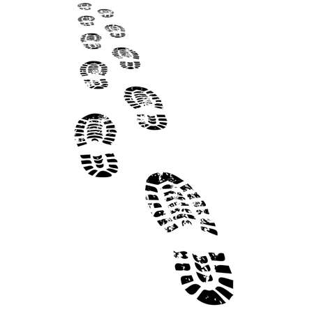 Grungy shoe prints walking away in perspectiveのイラスト素材