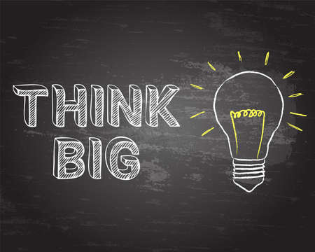 Light bulb and think big text on blackboard backgroundのイラスト素材