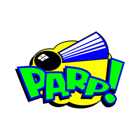 Cartoon horn parp colorful text caption illustrationのイラスト素材