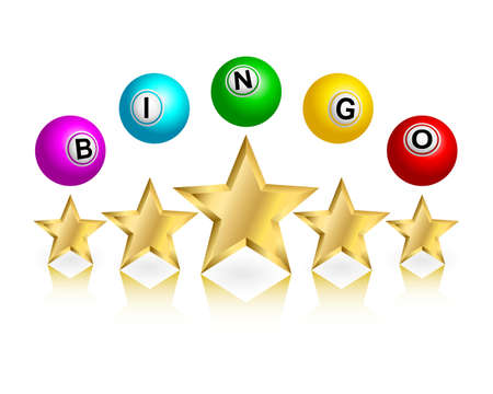 Bingo word on balls with gold starsのイラスト素材