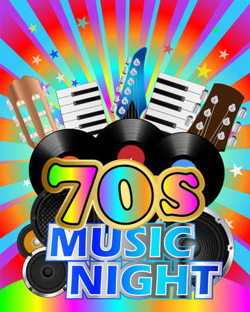 Colorful poster for seventies music nightのイラスト素材