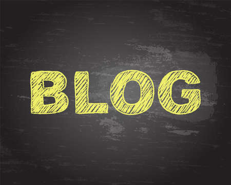 Blog word in yellow chalk on blackboard backgroundのイラスト素材
