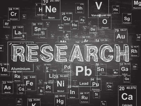 Research word on periodic table symbols blackboard backgroundのイラスト素材