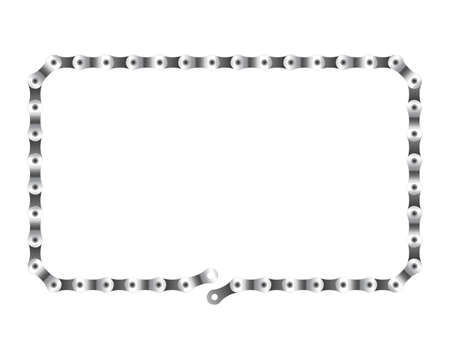 Metal bicycle chain bent into a picture frameのイラスト素材