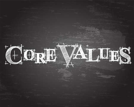Core values text hand drawn on blackboard backgroundのイラスト素材