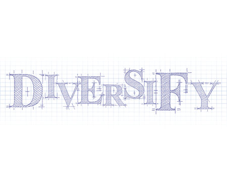 Diversify word in technical drawing on graph paper