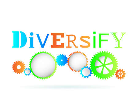 Diversify word above modern gear wheelsのイラスト素材