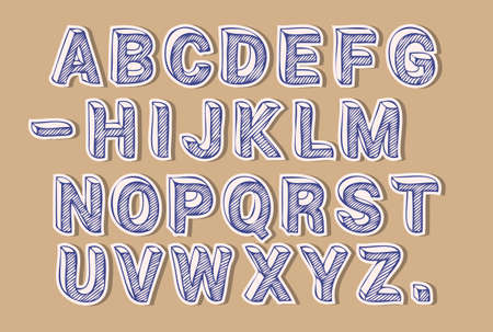 Cut out paper letters craft fontのイラスト素材